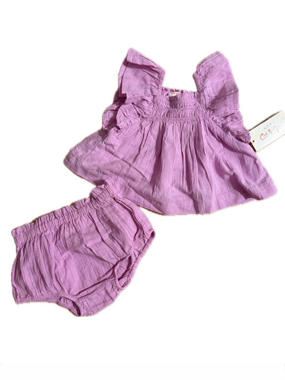 Cat & Jack Baby Girl Lilac Purple Ruffle Top And Bloomers Set